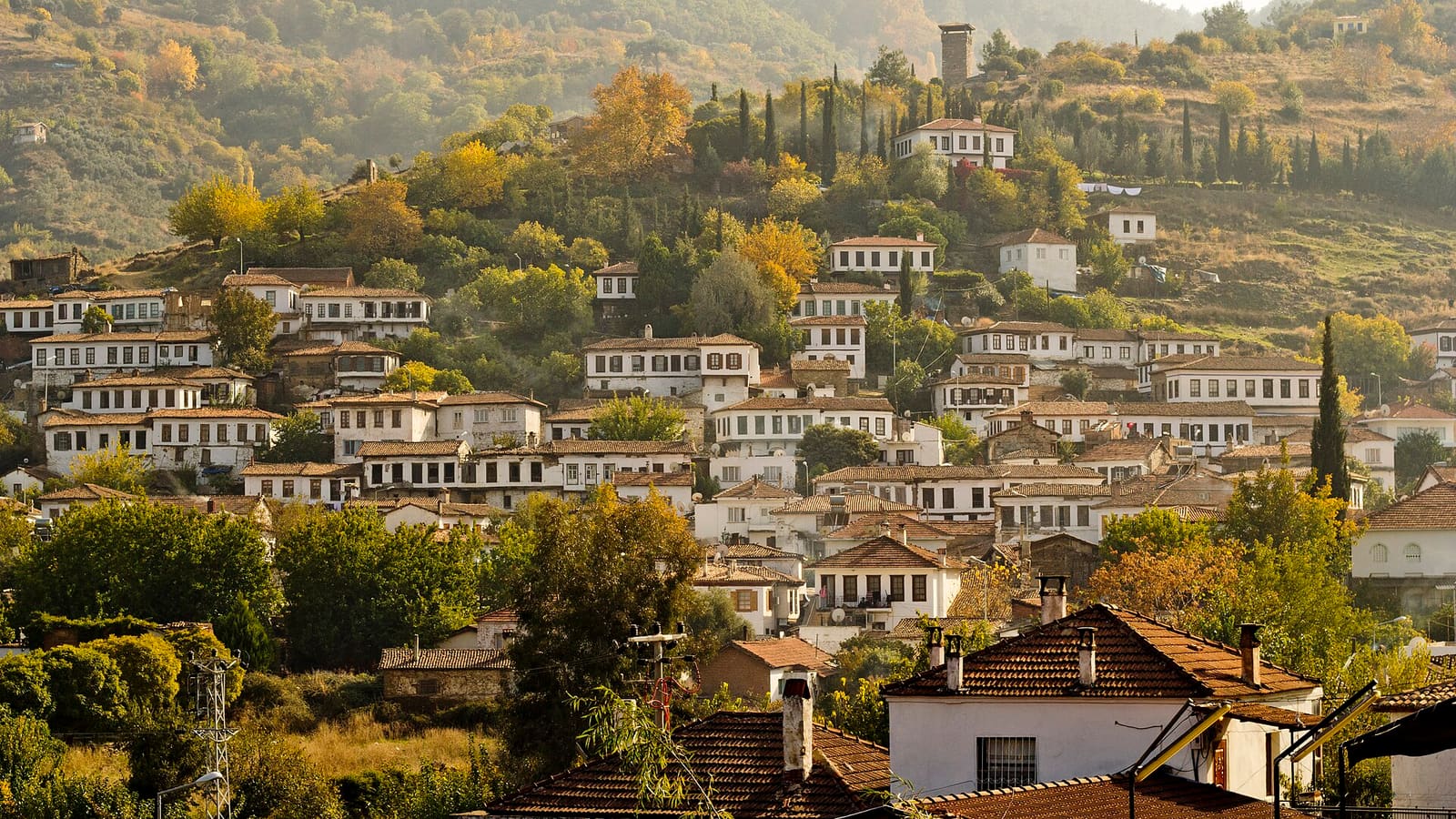 Şirince köyünün yamaca kurulu beyaz evleri